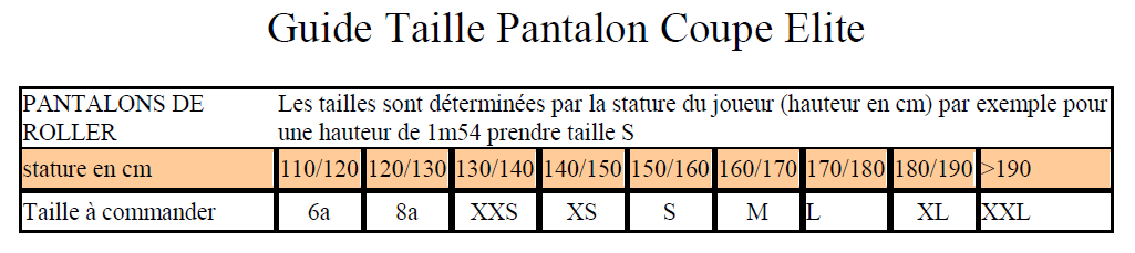 Guide des tailles — pantalon